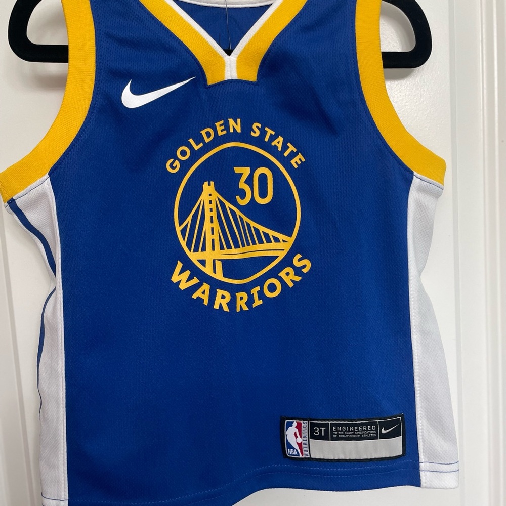Nike Blue and Yellow Warriors Jersey